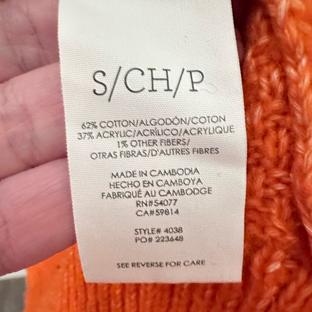 CABI #4038 Harvest cable knit hunter orange cotton woman balloon sleeve sweater - Picture 10 of 15